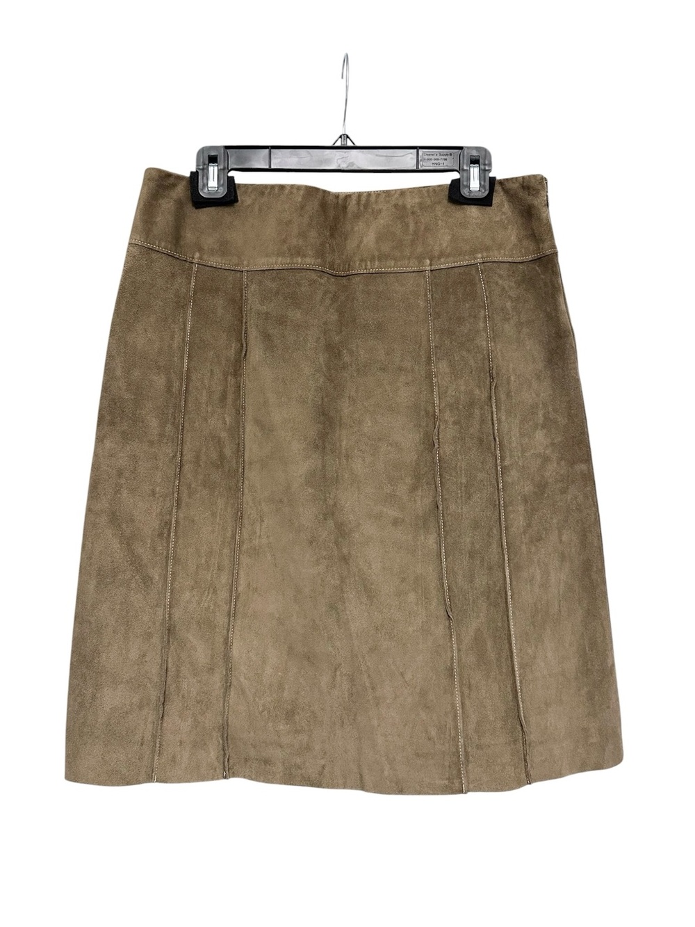 Ann Taylor Women's Brown Suede Leather A-Line Midi Skirt Quiet Luxury Size 10